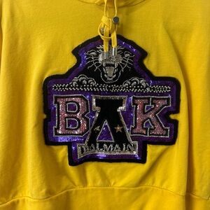 Balmain Bright Yellow Hoodie with Black Label